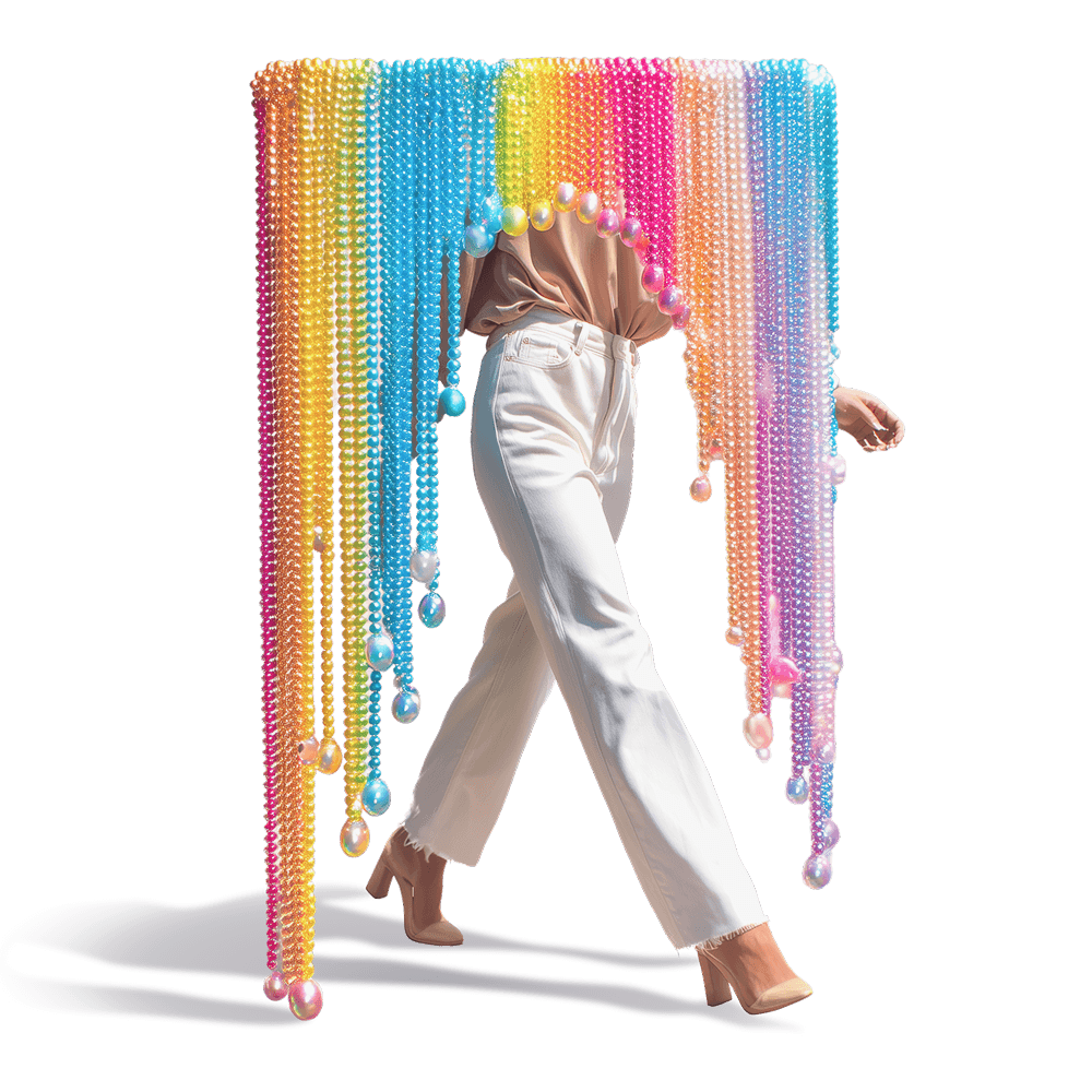 A person crossing a colored door